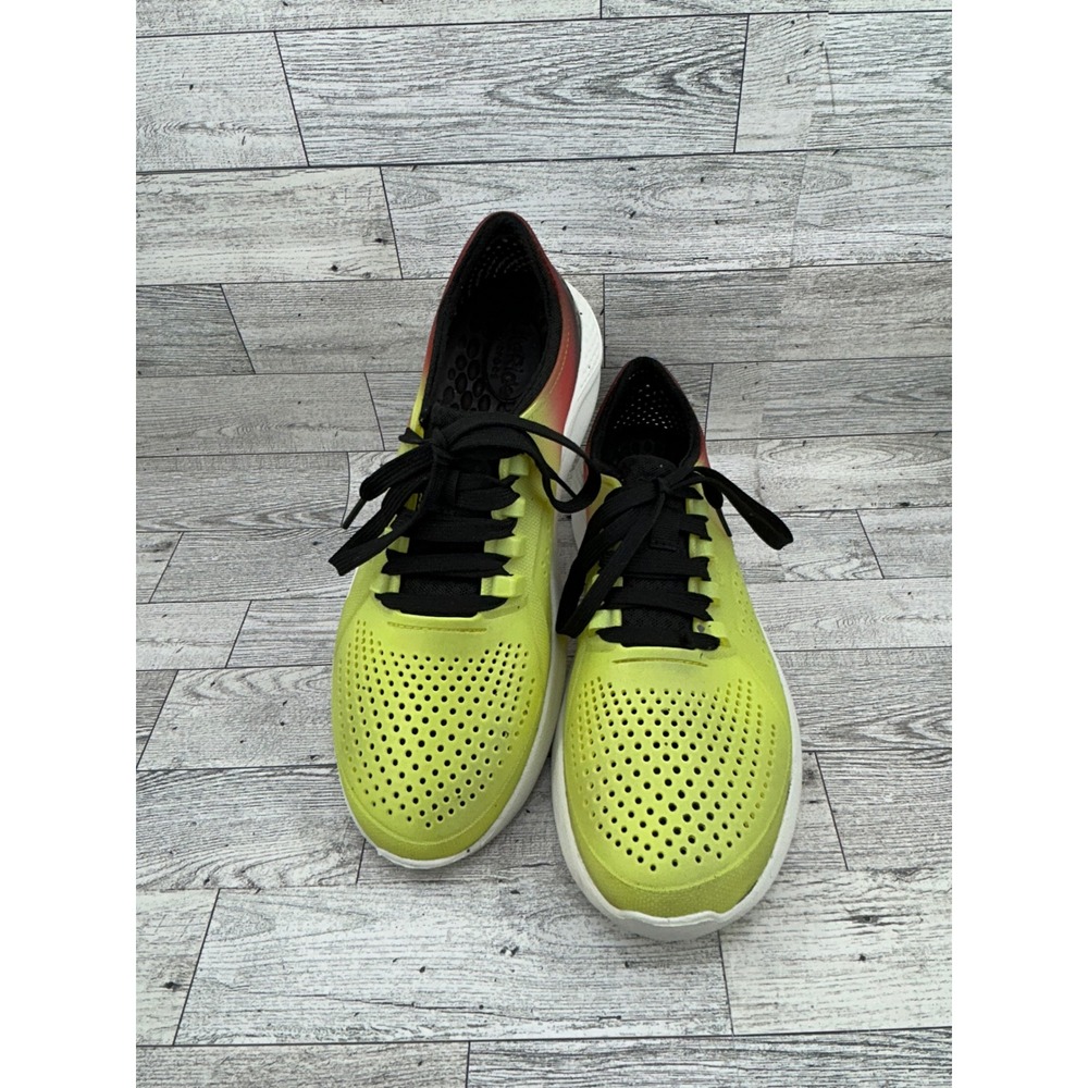 Crocs Literide‎ Pacer Athletic Shoes Neon Yellow Red Black Size M8